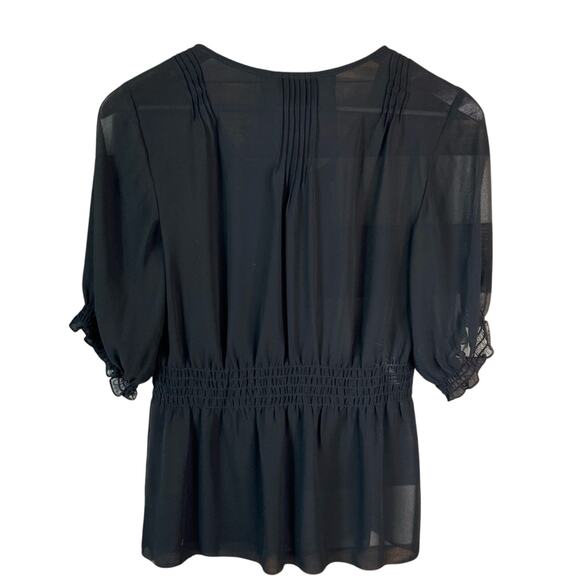 Guess Jeans Black Sheer Half Sleeve Blouse Women's Size Medium - Picture 4 of 6